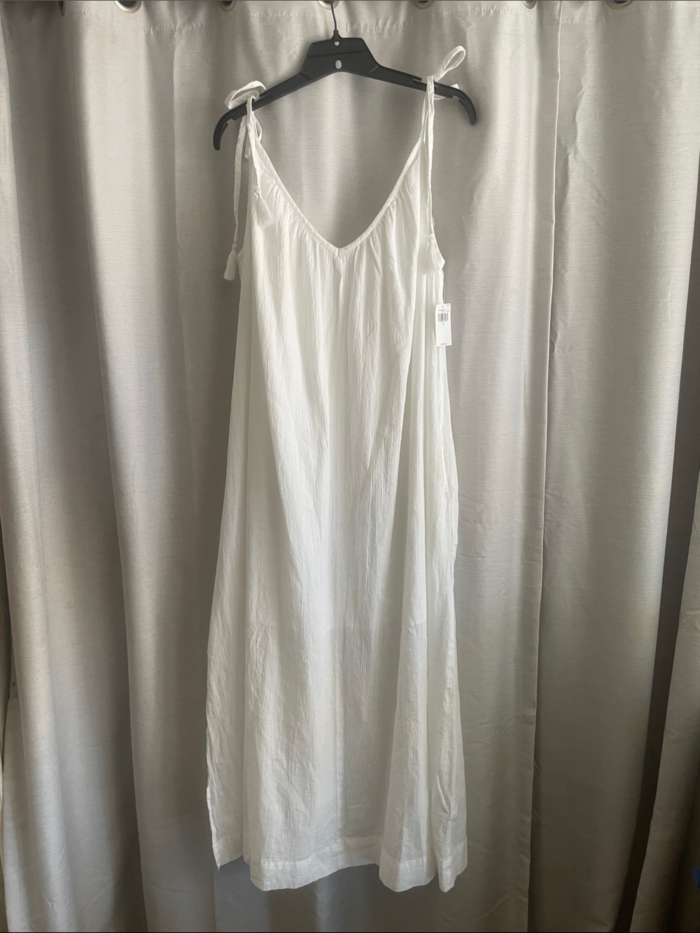 Old Navy 100% Cotton White Tie-Shoulder Maxi Dress